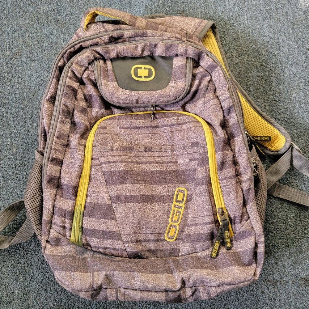 Ogio Tribune Gray Yellow Backpack School Laptop Casual Pack